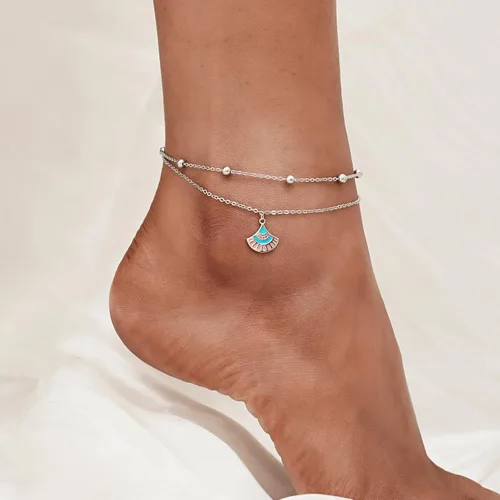 Vista 93 de CHIC & ARTSY Tobilleras delicadas de plata de ley S925 para verano, pulsera de tobillo ajustable multicapa para playa, joyería de pie para mujer