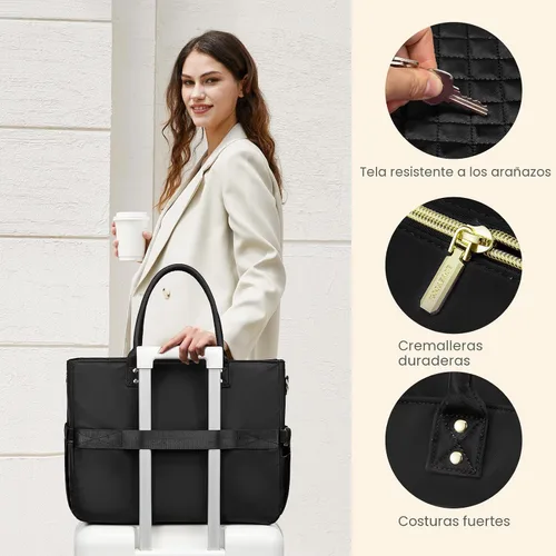 Vista 7 de LOVEVOOK Bolsa Tote para Maestras para Mujeres Trabajo, Bolsa para Laptop Bolsa Tote de Trabajo Bolsas de Enfermera Con Portavasos Grande, Maletín