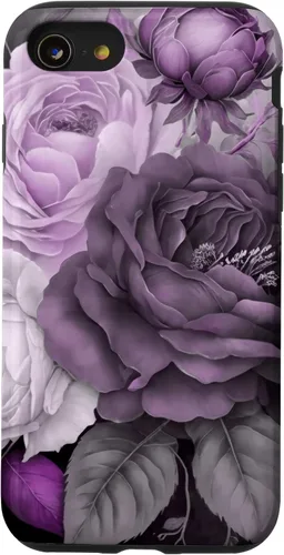 Vista 18 de Purple Watercolor Rose Flower Bouquet on Gray Case for iPhone 17