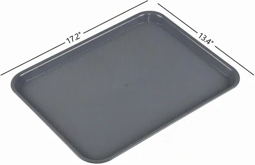 Vista 2 de Readsky 6 paquetes de bandejas de plástico para servir, bandejas de plástico de comida rápida de 17.2 x 13.4 pulgadas, bandeja rectangular gris