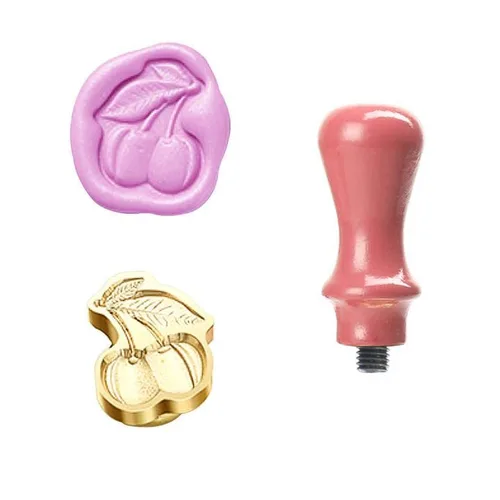 Vista 12 de Kit de sellado de cera con diseño de fresa en relieve, cabeza de sello de cera, mango de madera para tarjetas, sobres, decoración