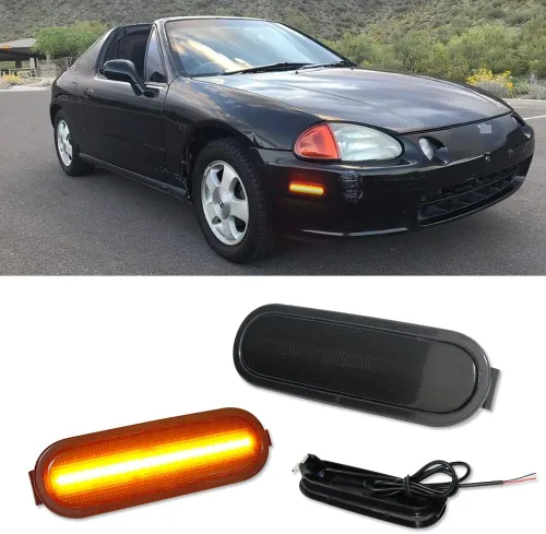 Vista 6 de JDMTECH Para 93 94 95 96 97 Honda Del Sol Coupe Carcasas de luz de marcador lateral con lente ahumada 33805SR2A01, 33805 SR2 A01, 33805-SR2-A01