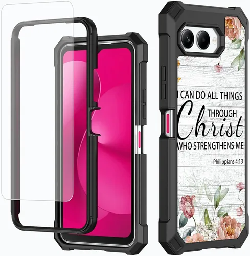 Vista 53 de Funda para T-Mobile Revvl 7 de 6.6 pulgadas con protector de pantalla, policarbonato duro de doble capa resistente y TPU suave a prueba de golpes