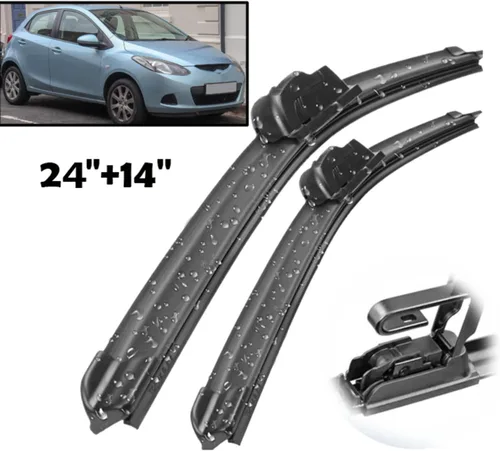 Vista 3 de LeaHY Wiper LHD Front Wiper Blades for Mazda2 Mazda 2 / Demio 2007-2014 Windshield Windscreen Window Rain Brushes 24"+14"(Russian Federation)