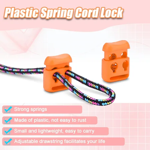 Vista 5 de CooBigo Plastic Cord Locks for Paracord Drawstring Clip, Spring Toggle Cord Stopper Sweatpant Hat Gloves Hoodie String Lock