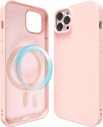 Vista 182 de oakxco Funda de silicona para iPhone 12 Pro Max, magnética, compatible con carga inalámbrica Magsafe, cubierta protectora de goma suave y delgada