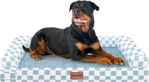 Vista 55 de NANUYA - Cama ortopédica para perros de tamaño mediano/grande, lavable: Camas con almohada para perros de tamaño mediano/grande, sofá de espuma