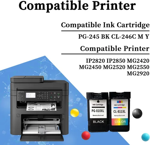 Vista 2 de PG-245 CL-246 Cartuchos de tinta compatibles con Canon PG-245 CL-246 Cartuchos de tinta de alto rendimiento para Canon IP2820 IP2850 MG2420 MG2450