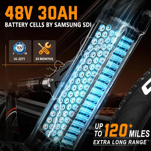 Vista 4 de FREESKY 3500W BAFANG Motor Electric Bike for Adults, 48V 30Ah Samsung Cells Battery Ebike 120 Miles, 38+MPH, 26" Fat Tire Dirt All-Terrain Mountain
