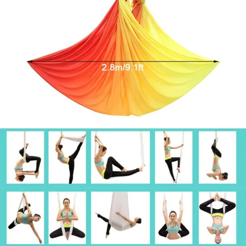 Vista 3 de Foser Hamaca aérea, juego de columpio de 16.4 pies y 9.2 pies para yoga, danza y acrobacia antigravedad