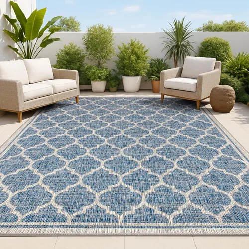 Vista 7 de JONATHAN Y Tapete marroquí con diseño enrejado para interiores y exteriores, 2 x 8 pies, marrón/beige, tejido texturizado de trébol para patio