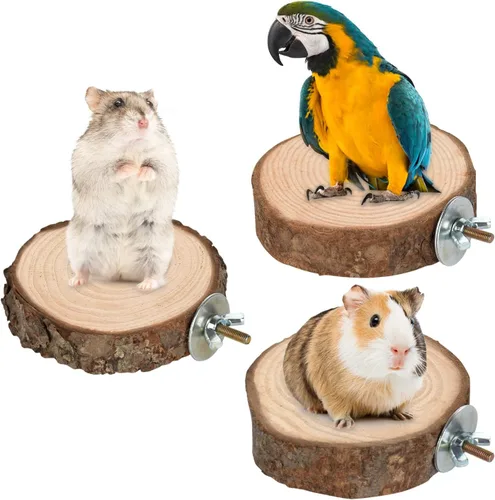 Vista 3 de 9 perchas de madera natural para pájaros, soporte de madera para loros, ramas, accesorios de plataforma para periquitos, cacatúas, conures