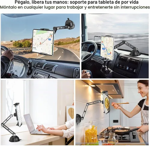 Vista 7 de PLDHPRO - Soporte para tablet para tablero de automóvil y parabrisas, soporte de iPad con ventosa para camión, se adapta a iPad Pro Air Mini Galaxy