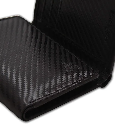 Vista 55 de Cartera de cuero RFID hecha a mano para hombres, elegante cartera de bolsillo frontal triple con 2 ranuras para identificación y 9 tarjetas, Azul