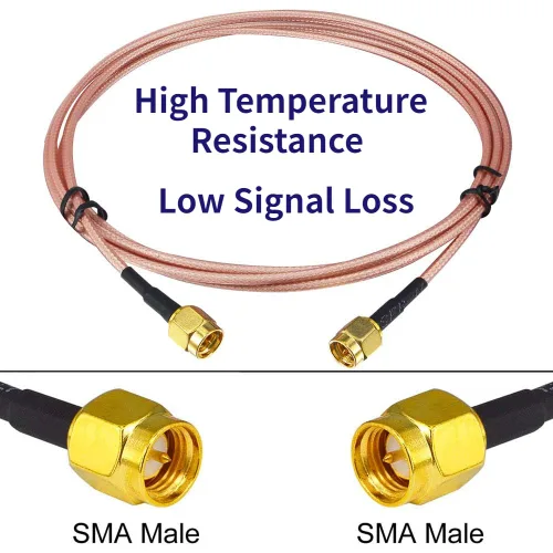 Vista 2 de Cable SMA macho a SMA macho de 6.5 pies, extensión de cable de antena de red RG316 Conjunto de puente de alambre de baja pérdida Cable coaxial RF