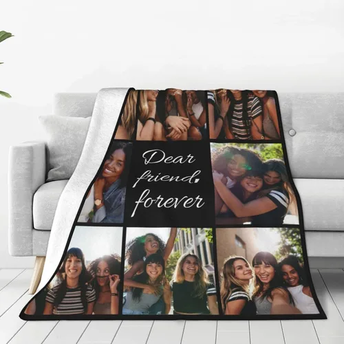 Vista 11 de Manta personalizada con fotos, texto, manta personalizada de franela para regalos de cumpleaños de adultos y niños, bodas, Navidad, Halloween, Día