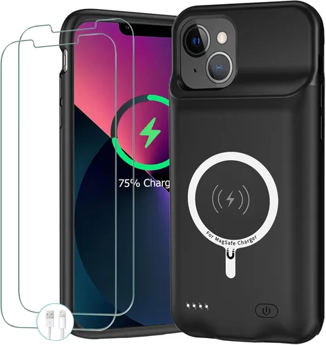 Vista 8 de Funda de batería para iPhone 12/12 Pro, funda de carga portátil mejorada de 10000 mAh con carga inalámbrica compatible con iPhone 12/12 Pro