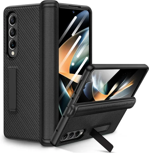 Vista 11 de Ruky - Funda para Galaxy Z Fold 4 con protección de bisagra, color negro Fundas de cuerpo completo con soporte magnético y protector de pantalla