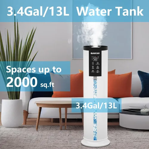 Vista 2 de Humidificador, humidificador inteligente de 3.4 galones (13 litros) para dormitorio y hogar, humidificadores de niebla fría de 2000 pies cuadrados