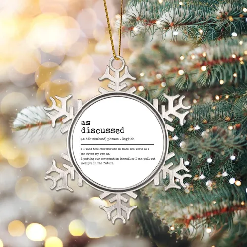 Vista 2 de Como se discutió Definición Diccionario Palabra Significado Cita Metal Copo de Nieve Adorno de Navidad para Árbol de Navidad Colgante Bola Invierno