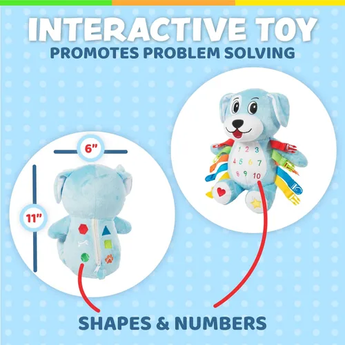 Vista 5 de Buckle Toys Barkley Dog - Juguete de aprendizaje de animales de peluche - Desarrolla habilidades motoras finas - Animal de peluche de reconocimiento
