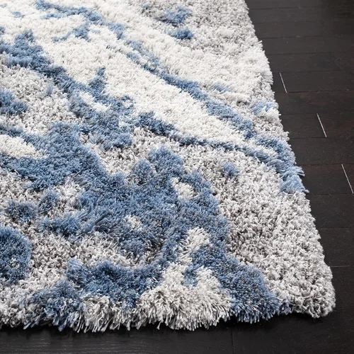 Vista 3 de SAFAVIEH Horizon Shag Collection - Alfombra decorativa, 2 x 3 pies, gris y azul, no desprende pelusa y de fácil cuidado, 2 pulgadas de grosor, ideal