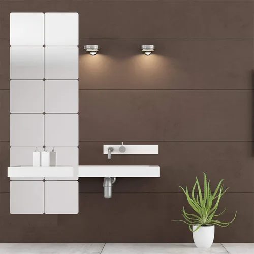 Vista 9 de Adhesivos de pared de espejo, 12 piezas extraíbles de acrílico 3D de plástico, azulejos de pared autoadhesivos para bricolaje, decoración de pared