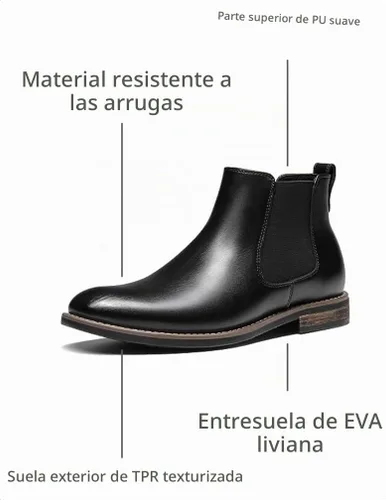 Vista 3 de Bruno Marc - Botines tipo Chelsea de gamuza y piel para hombre 1-negro