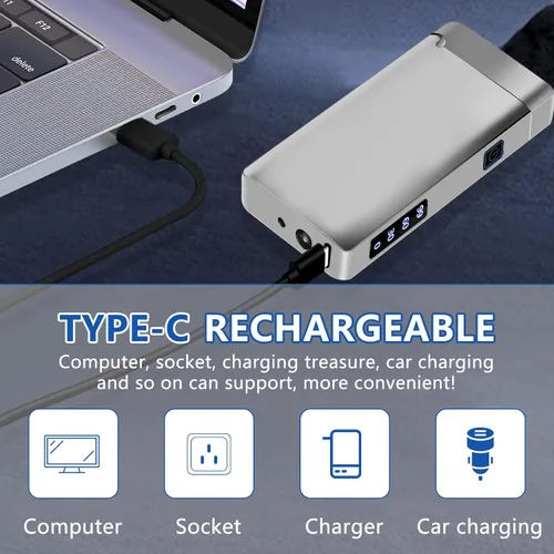 Vista 3 de GADATOP Encendedor eléctrico recargable USB, encendedor creativo personalizado, encendedores de plasma, luces LED de indicador de batería LED