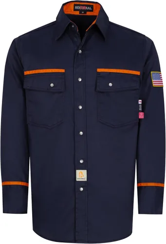 Vista 11 de BOCOMAL Camisas FR para hombre, resistentes al fuego, peso ligero, NFPA2112, camisa de soldadura ignífuga, acabado repelente al agua y al aceite