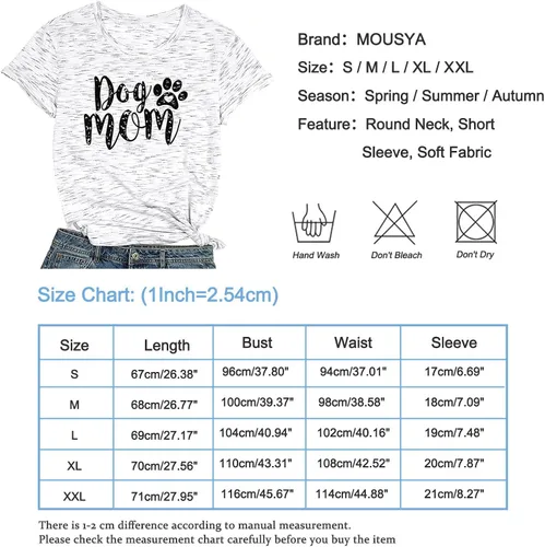 Vista 7 de Camisetas para mujer con diseño de huellas de perro y cuello redondo, manga corta, para mamá