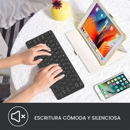 Vista 6 de Teclado Bluetooth TaIYanG para iPad Teclado Inalámbrico, Todos los Dispositivos Bluetooth Negro