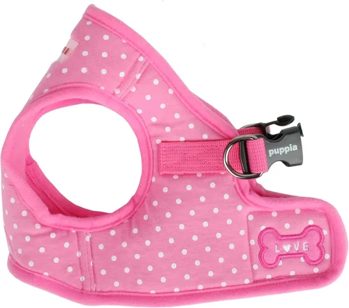Vista 9 de Puppia Dotty - Arnés tipo chaleco para perro, B (escalonado), moderno con patrón de lunares, para primavera y verano, para perros pequeños, beige