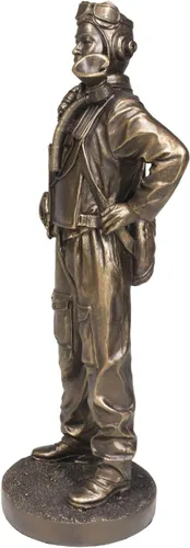 Vista 4 de Ebros Gift Estatua de piloto de avión a reacción de la Segunda Guerra Mundial de 11.75 pulgadas de alto, batalla de Midway, portaaviones navales