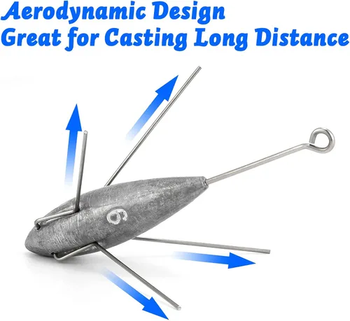 Vista 3 de Dr.Fish Sputnik Sinker Spider Sinker 2oz-10oz Surf Pesca Peso Pirámide Agua Salada Playa Casting Pesca Mar