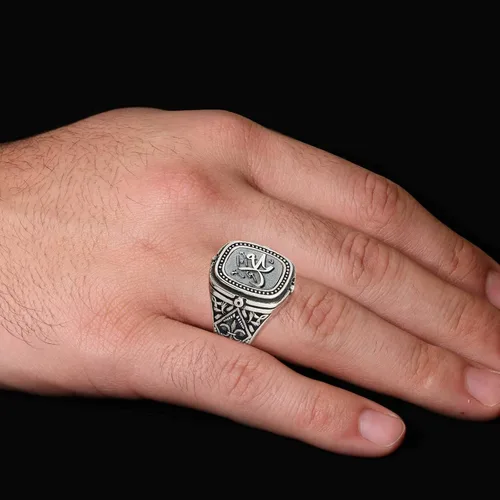 Vista 7 de Islamic Mohammed Ring, Islamic Signet Ring for Men, Bismillah Ring, Silver Islamic Ring, Gold Coated Islamic Jewelry, Islamic Gift for Man