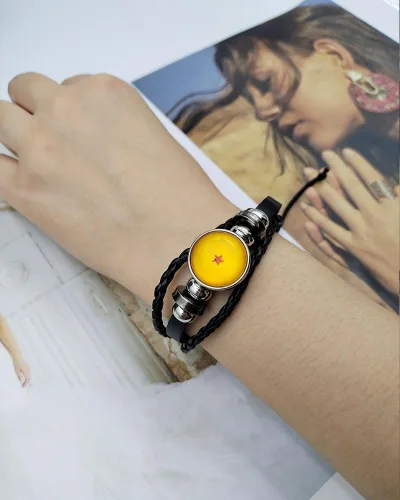 Vista 7 de rgwtgkyh Pulsera Goku de cuero trenzado para hombres, pulseras tejidas negras ajustables para niños, joyería de moda, regalo para él