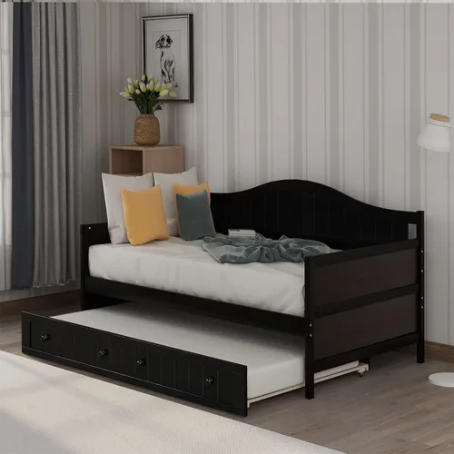 Vista 3 de Harper & Bright Designs Sofá cama individual con cama nido, marco de sofá cama individual de madera para dormitorio, habitación de invitados, sala