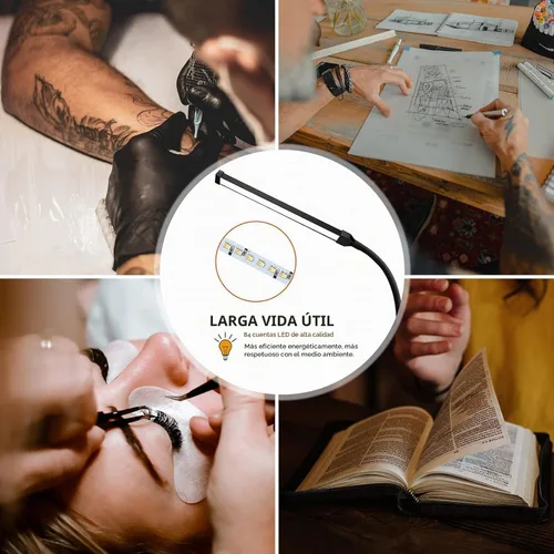 Vista 2 de EBEST Lámpara de pie LED para extensiones de pestañas, lámparas de pie para oficina, lámpara de pestañas de tatuaje, lámpara de lectura para Negro