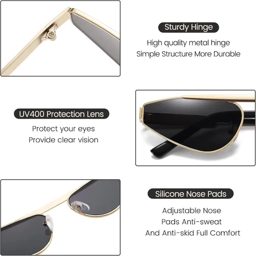 Vista 3 de SHES SH1038 - Gafas de sol pequeñas con diseño de ojo de gato para mujer, con tonos estrechos de moda, estilo Y2K