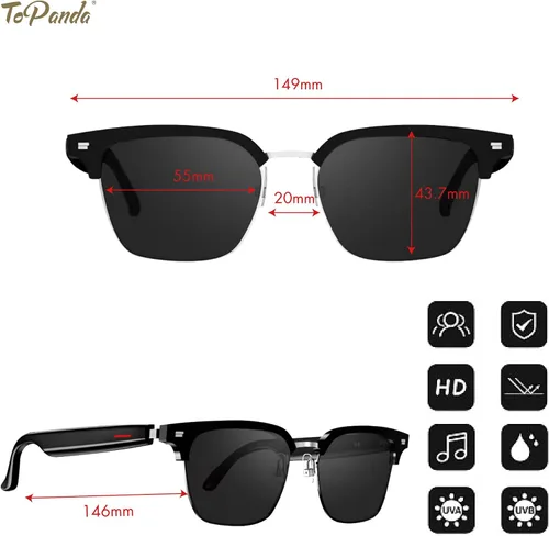 Vista 7 de Gafas de audio inteligentes (3ª generación), altavoces TWS de oído abierto con conectividad Bluetooth 5.0 para reuniones
