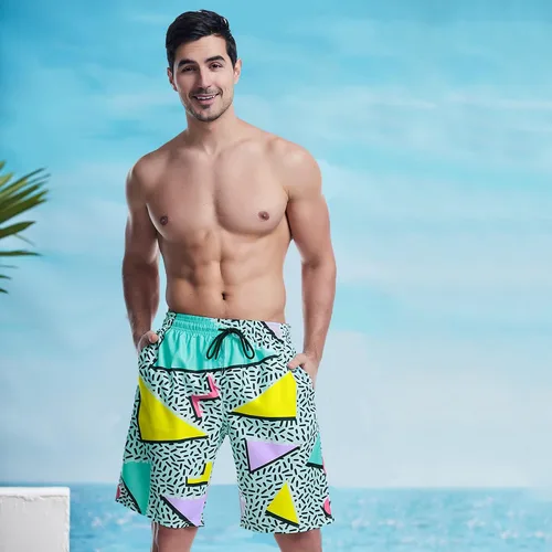 Vista 2 de BONLOR Pantalones cortos de los años 80 para hombre, trajes de baño retro de los años 80, pantalones cortos de fiesta de verano de los años 90