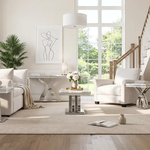 Vista 7 de AUZ Mesa consola plateada, 50 '' rectangular moderna mesa de entrada Glam