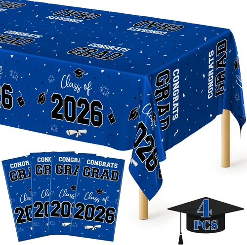 Vista 55 de Suministros de regreso a clases, 2 manteles de 108 x 54 pulgadas, manteles desechables coloridos para el primer día de escuela, rectangular