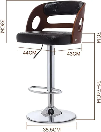 Vista 2 de Taburetes de bar con respaldo de madera maciza, taburetes de bar ajustables de cuero giratorios, sillas de bar giratorias con respaldo, silla de bar