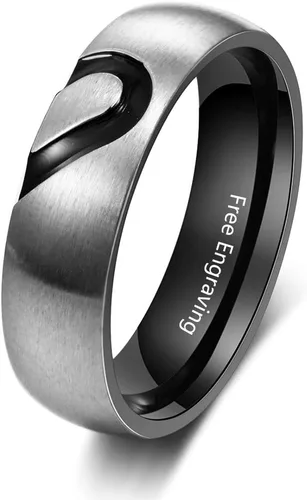 Vista 12 de OPALSTOCK - Juego de anillos de compromiso personalizados para parejas con corazón a juego para él y para ella multicolor/fantasía (Adjustable)