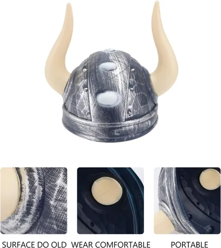 Vista 6 de LUOZZY Sombreros vikingos para niños, sombreros de pirata de Halloween, casco extraño, sombrero de fiesta de Halloween para niños