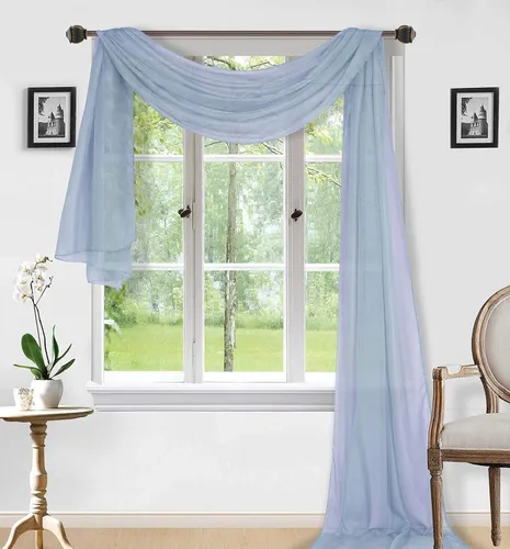 Vista 21 de Sapphire Home Cortinas de cenefa para ventana, cenefas transparentes extralargas para ventanas, cortinas de gasa para sala de estar, cocina
