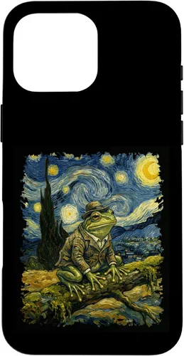Vista 19 de Vintage Frog Van Gogh Style Starry Night Graphic Case for iPhone 17