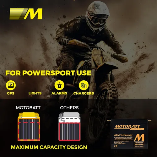 Vista 6 de MotoBatt Reemplazo de batería AGM sellada MBHD12H de 12 voltios y 33 Ah - YHD-12H